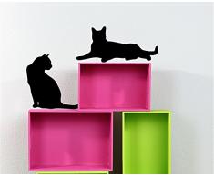 Decoramo Wandsticker Silhouette Katzen Deko Wand, PVC, schwarz, 60 x 0.1 x 25 cm