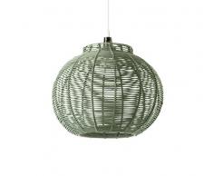 LUSSIOL Hängeleuchte Korba grün Rattan 60 Watt grün Ø 30 x H 24 cm