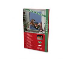 Konstsmide, 2853-010, LED Fensterbild, Rentier mit Weihnachtsmann und Schlitten, 20 warm weiße Dioden, 230V, Innen, weißes Kabel