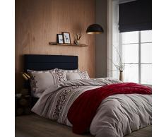 Catherine Lansfield Printed Knit Bettwäsche, 100% Baumwolle, Natur, Doppelbett, 1 x 260 x 280 cm, 3 Einheiten