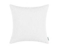 CaliTime Kissenbezüge Kissenhülle Kissenbezug Komfortabler supersofter Cordstoff Corn Striped Both Sides Dekokissenbezug 66cm x 66cm True White