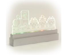 WeRChristmas Pre Lit, 23 cm, Weihnachtsmann Im Zug, Acryl, Tisch Und Fenster, Weihnachtsdeko mit Farbwechsel-Led