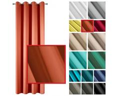 Eurofirany Logan Blackout Lichtdämmend Abdunkelnd Vorhänge 8 Ösen Edel Gardine Elegant Glatt Einfarbig Weich Wohnzimmer Schlafzimmer Lounge 1 Stück, Stoff, Ziegelrot, Kaminrot, 135x250cm