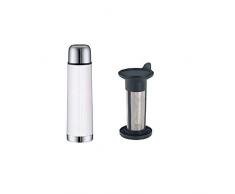 alfi 5457.211.075 Isolierflasche Isotherm Eco, Edelstahl Alpinweiß, 0,75 Liter, Drehverschluss, 12 Stunden heiß, 24 Stunden kalt, BPA-Free + Teefilter Aroma Compact