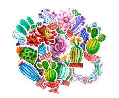 Navy Peony Bunte Kaktus Sticker Set | kleine wasserdichte Sticker für Laptop, Skateboards und Handyhüllen | süße Sticker für Scrapbooking, Tagebuch, Planer und Zeitung (31 Stück)