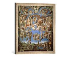 Gerahmtes Bild von Michelangelo BuonarottiDas jüngste Gericht, Kunstdruck im hochwertigen handgefertigten Bilder-Rahmen, 50x50 cm, Silber Raya