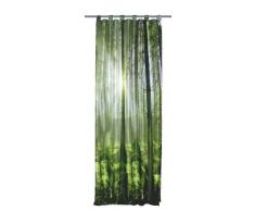 Home Fashion 48133-868 Schlaufenschal Digitaldruck Grüner Wald, 245 x 120 cm, Seidenoptik, grün