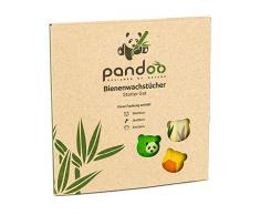 pandoo BienenwachstÃ¼cher Starter-Set (3 GrÃ¶Ãen) aus Bio Baumwolle und Bienen-Wachs | plastikfrei und nachhaltig | Zero-Waste Alternative zu Frischhaltefolie, Alufolie und Frischhaltebox aus Plastik