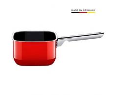 Silit Quadro Red Stielkasserolle, 16 cm quadratisch, ohne Deckel, Kochtopf 2,0l, Silargan Funktionskeramik, stapelbar, Topf Induktion, rot