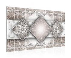 Bilder Abstrakt Mandala Wandbild 70 x 40 cm Vlies - Leinwand Bild XXL Format Wandbilder Wohnzimmer Wohnung Deko Kunstdrucke Braun 1 Teilig - MADE IN GERMANY - Fertig zum Aufhängen 023514b