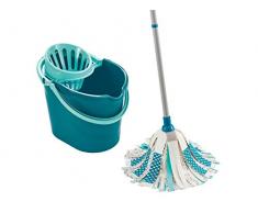 Leifheit Set Power Mop 3-in-1 mit saugstarken Fasern, komplettes Wischset mit Wischmop und Eimer, Wischer mit flexiblen Viskose-Mopkopf-Streifen