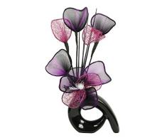 Flourish 798635 QH1 Vase mit künstlichen Cadbury-Nylonblumen, Deko, Geschenk, Heimzubehör, 32 cm Pink/Purple & Black