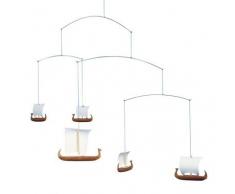 Flensted Mobiles Viking 5 Mobile, Holz, braun/weiß, 28x63 cm