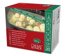 Konstsmide 3135-543 LED Dekolichterkette hellblaue/graue/weiße Baumwollkugeln / für Innen (IP20) 24V Innentrafo / 16 warm weiße Dioden / transparentes Kabel