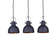 Relaxdays Pendelleuchte 3-flammig, dekorative Schirme, höhenverstellbar, H x B x T: 156 x 55 x 9 cm, schwarz