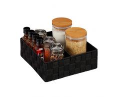 Relaxdays Aufbewahrungskorb, variable Trennwand, vielseitiger Flechkorb für Regale & Schränke, 9,5x26,5x26 cm, schwarz