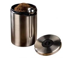 Xavax Kaffeedose mit passendem Kaffeelöffel (für 1kg Kaffeebohnen, Tee, Kakao, mit Aromaverschluss, Edelstahldose) silber