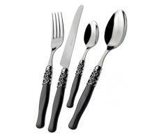 Bugatti BESTECK 24 TEILIG Set Edelstahl 18/10 (DE) Selene Ring Perlmutt SCHWARZ Chrom