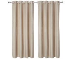 Deconovo Ösenvorhang Vorhang Verdunkelung Gardinen Blickdicht Verdunklungsvorhänge Schlafzimmer, Polyester, Beige, 245x140