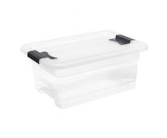 keeeper Aufbewahrungsbox mit Deckel und Schiebeverschluss, 29,5 x 19,5 x 12,5 cm, 4 l, Cornelia, Transparent