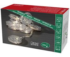 Konstsmide 3147-303 LED Dekolichterkette silberfarbene Metalltaler / für Innen (IP20) / VDE geprüft / Batteriebetrieben: 3xAA 1.5V (exkl.) / 10 warm weiße Dioden / transparentes Kabel