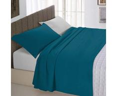 Italian Bed Linen Natural Color Bettwäsche Set, 100% Baumwolle, Benzin grün/Hell grau, Einzeln