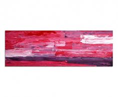Panoramabild auf Leinwand und Keilrahmen 150x50cm Malerei abstrakt pink rot