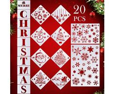 20 Stück Weihnachten Schablonen Weihnachten Themen Kunststoff Malerei Schablonen Vorlagen Schneemann Schneeflocke Weihnachtsmann Veranda Schablonen für DIY Handwerk Projekte Fenster Glastür Auto