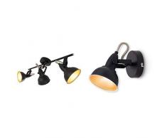 Briloner Leuchten Deckenleuchte, Deckenlampe mit 3 dreh-und schwenkbaren Spots im Retro/Vintage Design & 2049-015 Wandleuchte, Wandstrahler mit dreh-und schwenkbarem Spot im Retro/Vintage Design