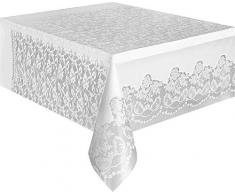 Unique Party Supplies Weiß Spitze Kunststoff Tischdecke, 9 ft x 4.5 ft