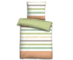 biberna 0024320 Soft-Seersucker Bettwäsche Garnitur mit Kopfkissenbezug (Baumwolle) 1x 155x220 cm + 1x 80x80 cm, türkis (Capri)