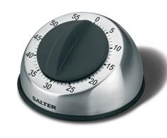SALTER 60min mechanische Küchenuhr, Stopuhr zum Kochen und Backen, Analoge Küchenuhr, mechanischer Countdown, Gummifuß und,schalter