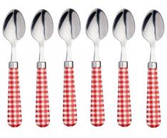 Kitchen Craft AMZTSPNGINGRDSET6 Farbige, Karierte Teelöffel, Edelstahl, rot, 15,5 x 3 x 2 cm, 6-Einheiten