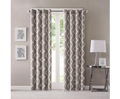 Madison Park Saratoga Ösenvorhang, mit Laubsägeaufdruck, für Wohnzimmer/Schlafzimmer Fensterplatte 50x63 grau