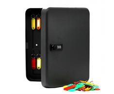 MINONI 36 Key Schrank Stahl Security Lock Box mit Zahlenschloss, schwarz, Wandhalterung