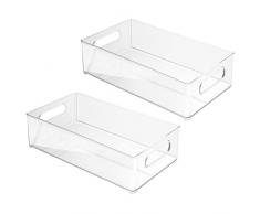 InterDesign 70530M2EU Aufbewahrungsboxen für Kühlschrank Gefrierschrank Küche, 2 Stück, 20,32 x 10,16 x 36,83 cm, Durchsichtig, Plastik, Clear
