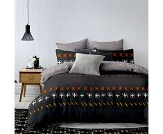 DecoKing 83208 Bettwäsche 135x200 cm mit 1 Kissenbezug 80x80 schwarz grau anthrazit Bettbezüge Microfaser geometrisches Muster Hypnosis Searns