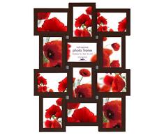 Bilderrahmen Foto Galerie in 10x15 Schwarz Weiß Violett 3D Collage Fotorahmen: Farbe: Nuss