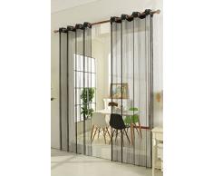 Gardinenbox Fadengardine Fadenstore Vorhang mit Ãsen Raumteiler 140 x 250 cm (BxH), Schwarz, 20304