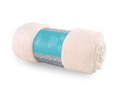 AmeliaHome 39076 Kuscheldecke 220x240 cm creme Decke Microfaser Mikrofaserdecke Fleecedecke Wohndecke Fleece weich sanft kuschelig ecru cream ivory Tyler Collection