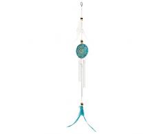 Laroom 14055 – Wind Windspiel Metall mit Federn Türkis 45 cm, Blue, Weiß
