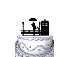 Meijiafei Wedding Cake Topper - Tardis Rainy Day Hugs Doctor Who for Engagement Anniversary Decoration