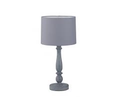 Trio Leuchten 505000111 Hood A++ to E, Tischleuchte, E27, Stoffschirm Grau, 24 x 24 x 50 cm