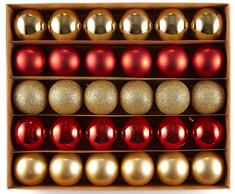 HEITMANN DECO 30er Set Christbaumkugeln 4,5 cm - Weihnachtsschmuck Rot Gold Glänzend zum Aufhängen - Kunststoffkugeln Weihnachtsbaum