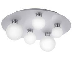 Trio Leuchten WiZ LED Deckenleuchte Dicapo 650810507, 5x3 Watt RGBW LED mit 16 Mio. Farben + 64.000 Weißtöne + 18 Licht-Szenen, Steuerung über App + Sprachsteuerung + Fernbedienung + Wandschalter