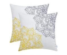 CaliTime Kissenbezüge Kissenhülle Packung mit 2 kuscheligen Fleece-Dekokissenbezügen für das Schlafsofa Vintage Dahlia Floral Both Sides 40cm x 40cm Yellow Grey