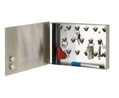 WENKO Schlüsselkasten Spiegel - Schlüsselschrank, Spiegel-Magnettafel mit 17 Haken, Gehärtetes Glas, 30 x 20 x 5 cm
