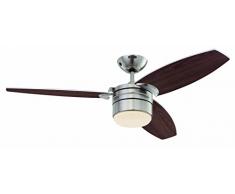 122 cm Deckenventilator Lavada 78007 mit Einzelleuchte und drei Flügeln, Ausführung in seidenmattem Chrom mit Opalmilchglas