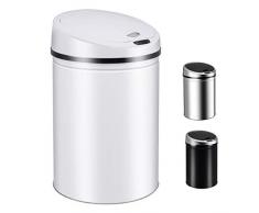 Ribelli Edelstahl Mülleimer - Abfalleimer mit Sensor - automatisches Öffnen und Schließen - Klemmring für Müllbeutel - Abnehmbarer Deckel - mit LED-Funktionsanzeige (weiß, 50 Liter)