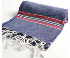Badetücher, Paradise-Serie, Türkisch, Baumwolle, Warm Rich Colors with Stripes Dark Blue/Red, 95 x 175 x 0.5 cm